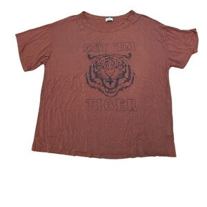 Blue Buttercup “Get ‘Em Tiger” Brown Tee L | Fierce & Fun!